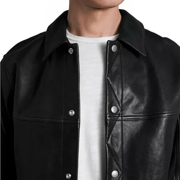 NWT Rag&bone Men’s Owen Leather Trucker Jacket Medium